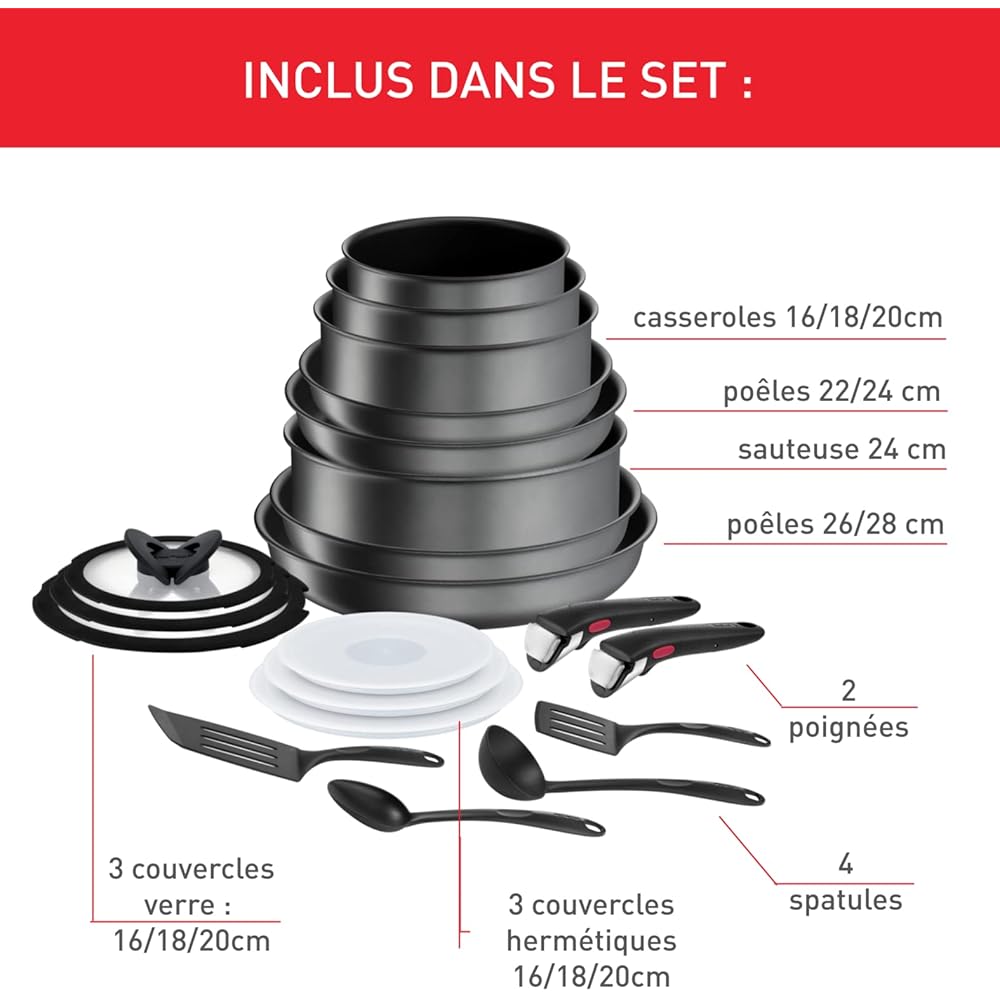 Tefal Ingenio Batterie de cuisine 20 pièces, induction