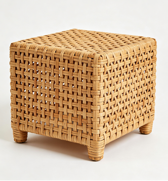 Sundqwq - Pouf in Rattan Naturale, Poggiapiedi Multiuso per Casa