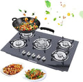 Biniliubi Table de cuisson gaz 5 feux vitrocéramique