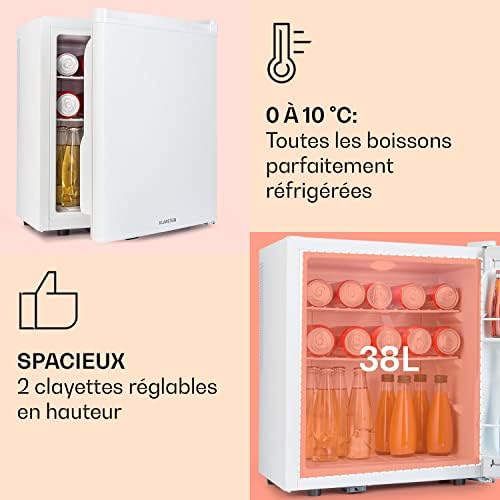 Klarstein Mini frigo de chambre 30L silencieux, réglable 5-15°C
