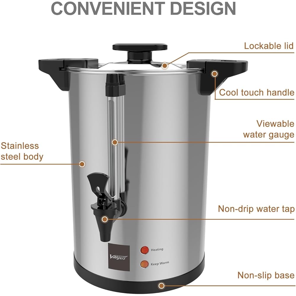Valgus Percolateur à café professionnel 16L, 110 tasses