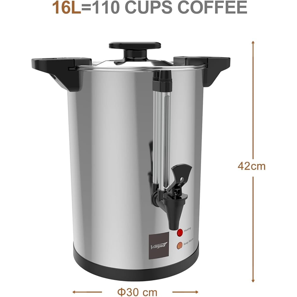 Valgus Percolateur à café professionnel 16L, 110 tasses