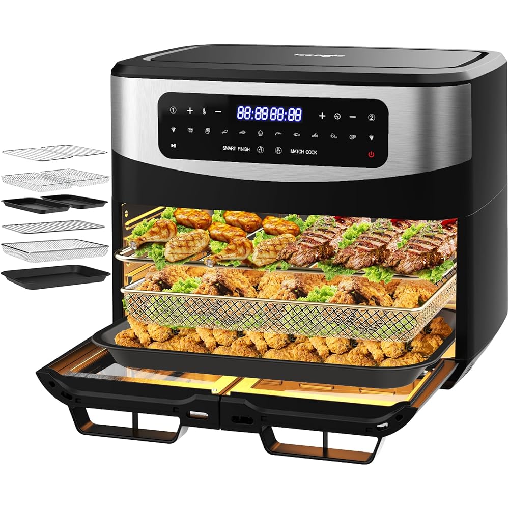 Iceagle Air Fryer 12L double tiroir, 2600W, noir